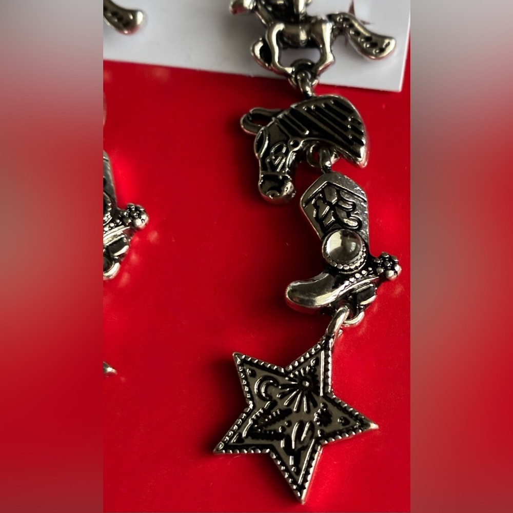 Cowboy Charm Silver Earrings - Picture 4 of 6